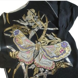 Elegant Black Sweater with Butterfly Embroidery